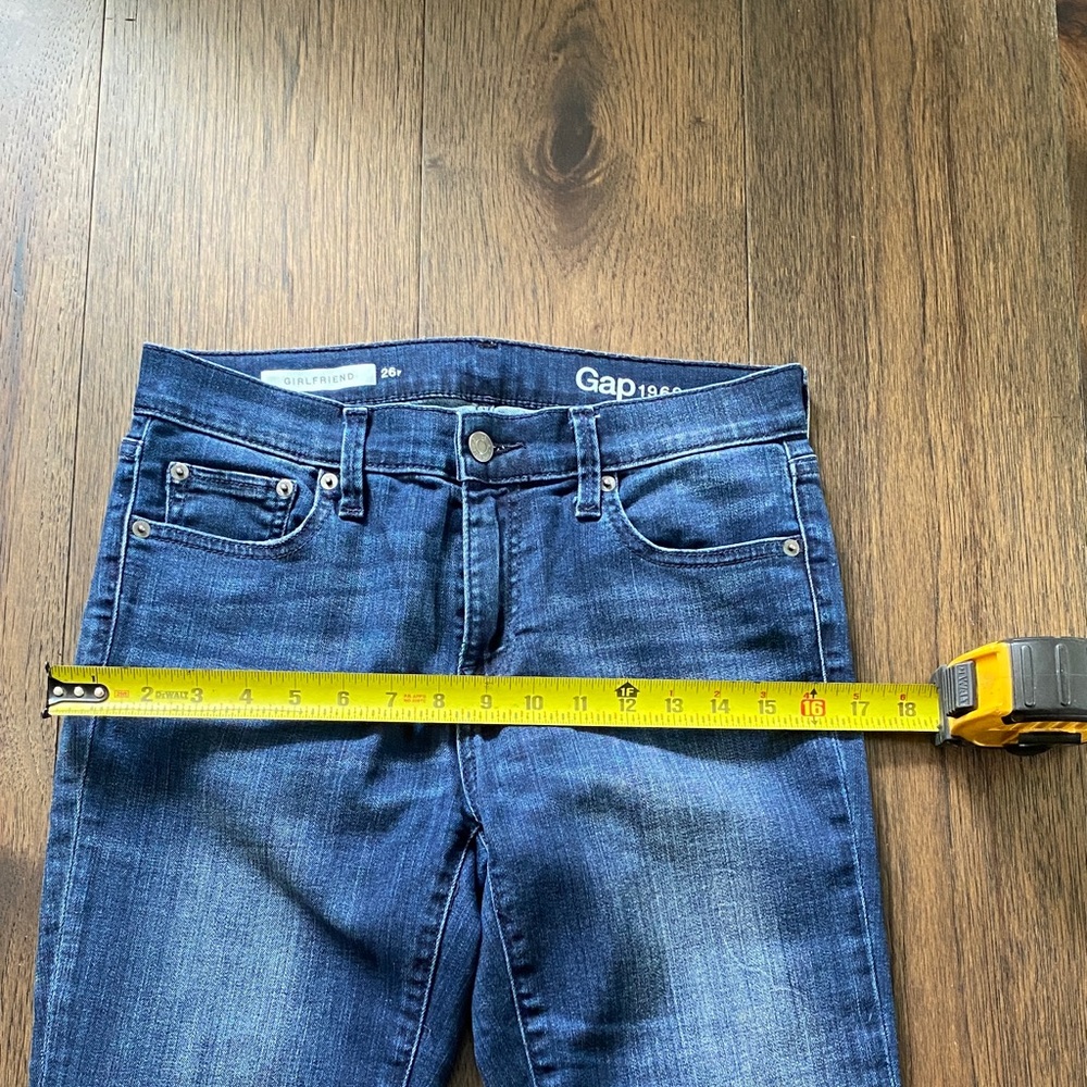 GAP Women's Dark Blue Girlfriend Straight Leg Jeans, 26 R - Picture 5 of 6